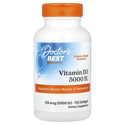 Doctor's Best - Vitamin D3 125mcg (5000 IU) | 720 Softgels
