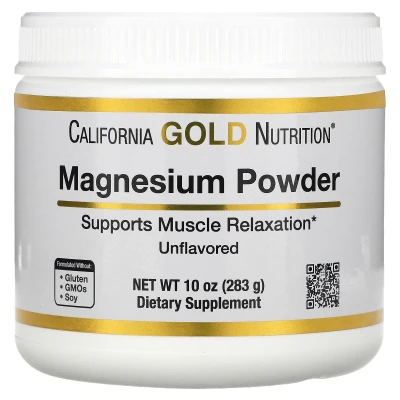 California Gold Nutrition - Magnesium Powder Drink | Unflavoured | 10 oz (283 g)