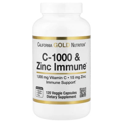 California Gold Nutrition C-1000 & Zinc Immune 120 Veggie Capsules