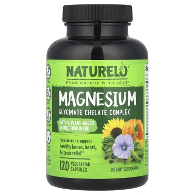 NATURELO Magnesium Glycinate Chelate Complex 120 Vegetarian Capsules