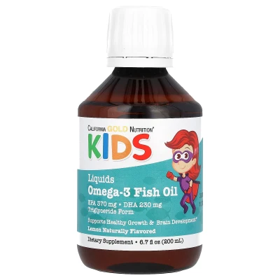 California Gold Nutrition Norwegian Kids Omega-3 Fish Oil Natural Lemon 6.7 fl oz (200ml)