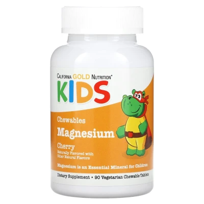 California Gold Nutrition Chewable Magnesium for Children Cherry 90 Vegetarian Tablets