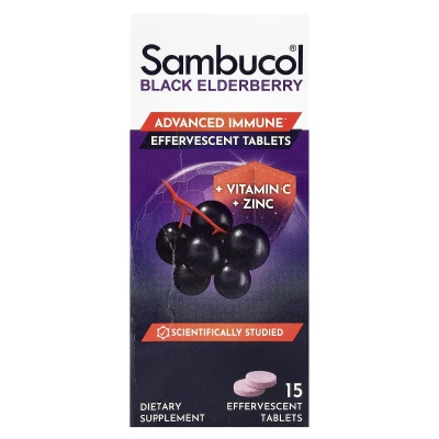Sambucol Black Elderberry Effervescent Tablets + Vitamin C & Zinc 15 effervescent Tablets