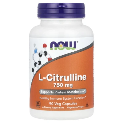 NOW Foods L-Citrulline 750mg Supports Protein Metabolism 90 Veg Capsules