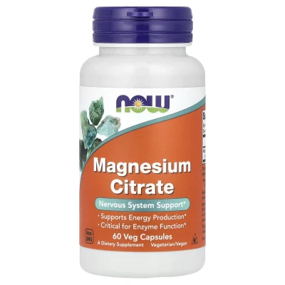 NOW Foods Magnesium Citrate Nervous System Support 60 Veg Capsules (133mg per Capsule)