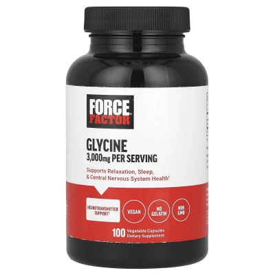 Force Factor Glycine 3000mg Per Serving Support Relaxation, SLeep 100 Vegetable Capsules