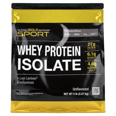 California Gold Nutrition - Sport | Whey Protein Isolate | Unflavoured | 5 lb (2.27 kg)