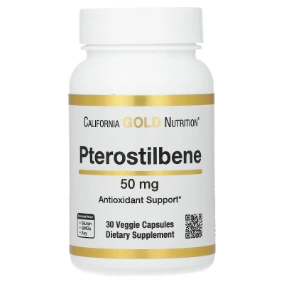 California Gold Nutrition Pterostilbene 50mg Antioxidant Support 30 Veggie Capsules