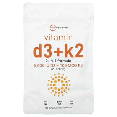 Micro Ingredients - Vitamin D3 + K2 | 300 Capsules