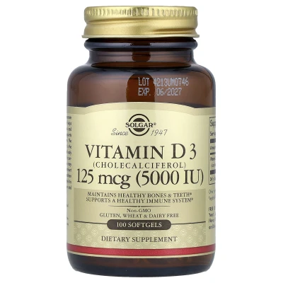 Solgar - Vitamin D3 (Cholecalciferol) | 125 mcg (5000 IU) | 100 Softgels