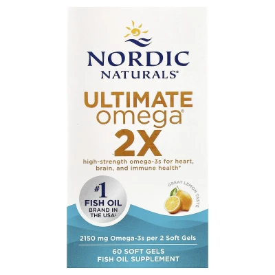 Nordic Naturals Ultimate Omega 2X Lemon 60 Softgels (2150mg Omega-3s per 2 Soft Gels)