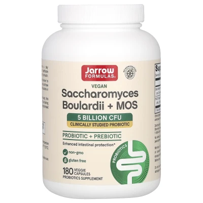 Jarrow Formulas Vegan Saccharomyces Boulardii + MOS 5 Billion CFU 180 Veg Capsules