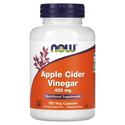 NOW Foods Apple Cider Vinegar 450mg Nutrtional Supplement 180 Veg Capsules