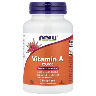 NOW Foods Vitamin A 25000 Essential Nutrition 7500mcg IU 250 Softgel
