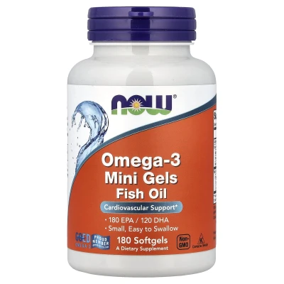 NOW Foods Omega-3 Mini Gels Fish Oil 180 Capsules
