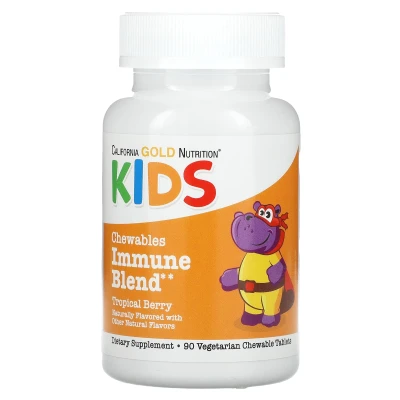 California Gold Nutrition Kids Immune Blend Tropical Berry 90 Vegetarian Chewable Tablets