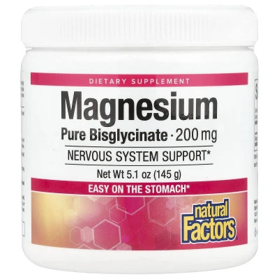 Natural Factors Magnesium Pure Bisglycinate 200mg 4.23 oz (120g)