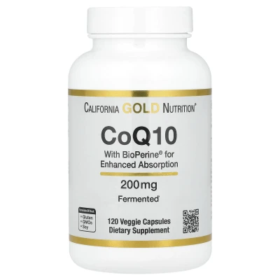 California Gold Nutrition - CoQ10 with Bioperine® and Black Pepper Extract | Enhanced Bioavailability | 200 mg | 120 Veggie Capsules