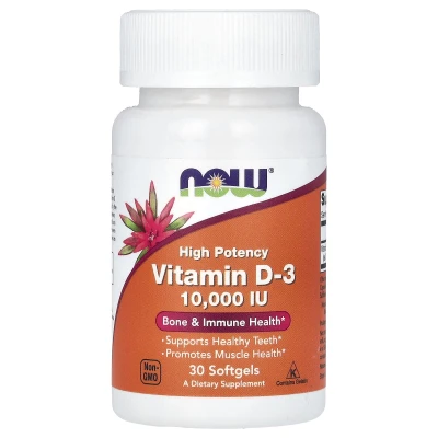 NOW Foods - Vitamin D-3 | High Potency | 10000 IU | 30 Softgels