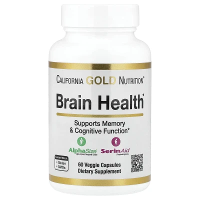 California Gold Nutrition - Brain Health with Alpha-Glycerophosphorylcholine | Calcium | Phosphorus and Phosphatidyl serine | 60 Veggie Capsules