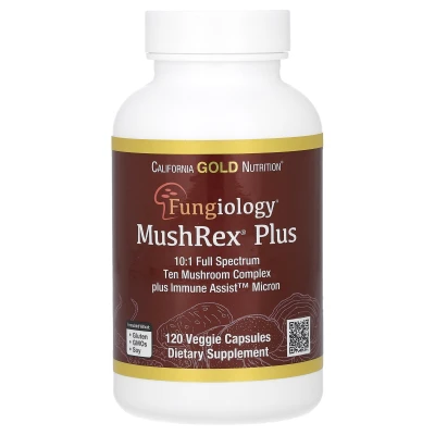 California Gold Nutrition Fungiology MushRex Plus Full-Spectrum Ten Mushroom Complex 120 Veggie Capsule