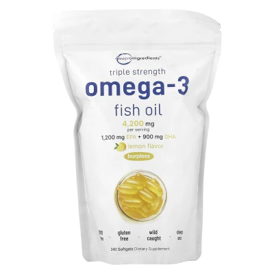 Micro Ingredients Triple Strength Omega-3 Fish Oil 4200mg Per Serving 240 Softgels
