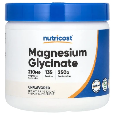 Nutricost Magnesium Glycinate 210mg Per Serving Unflavoured 8.9 oz (250g)