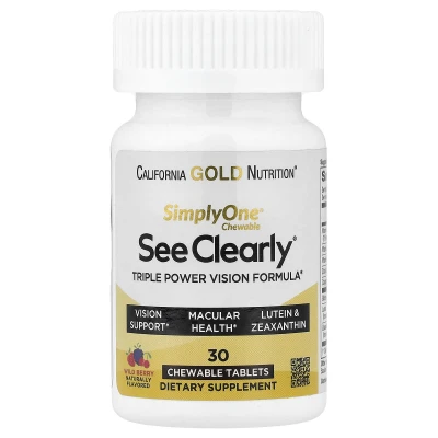 California Gold Nutrition SimplyOne See Clearly Triple Power Vision Formula 30 Chewable Tablets