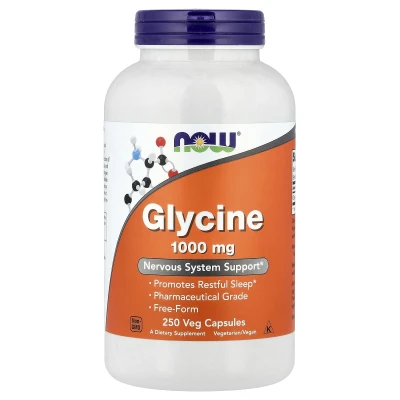 NOW Foods Glycine 1000mg Nervous System Support 250 Veg Capsules