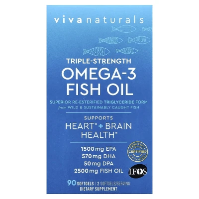 Viva Naturals Omega-3 Fish Oil Triple Strength 2500mg 90 Soft Gel Capsules