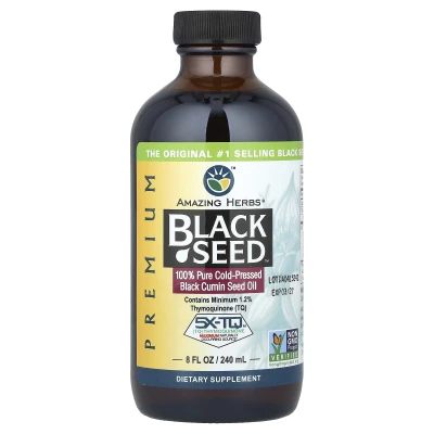 Amazing Herbs Premium Black Seed 100% Pure Cold-Pressed Black Cumin Seed Oil 8 fl oz (240ml)