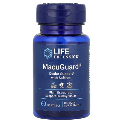 Life Extension MacuGuard Ocular Support with Saffron 60 Softgels