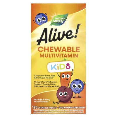 Nature's Way Alive! Kids Chewable Multivitamin Ages 2+ Orange & Berry Fruit 120 Chewable Tablets