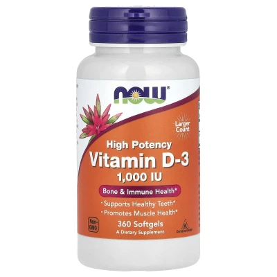 NOW Foods - Vitamin D-3 | High Potency | 1000 IU | 360 Softgels