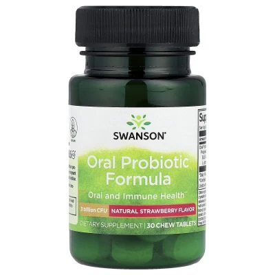 Swanson Oral Probiotic Formula Natural Strawberry 3 Billion CFU 30 Chewable Tablets