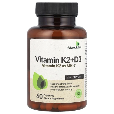 Futurebiotics Vitamin K2 + D3 Extra Strength Bone And Support Health 60 Capsules