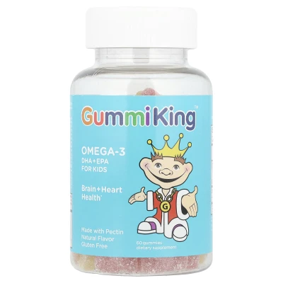 GummiKing Omega-3 DHA + EPA for Kids Brain + Heart Health 60 Gummies