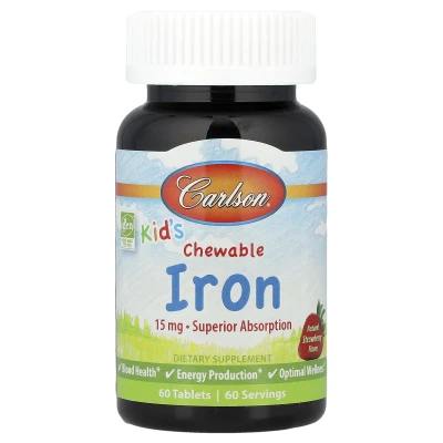 Carlson Kids' Chewable Iron Natural Strawberry 15mg 60 Tablets
