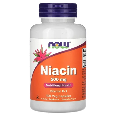 NOW Foods Niacin 500mg Nutritional Health Vitamin B-3 100 Veg Capsules