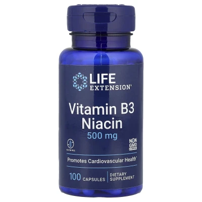 Life Extension Vitamin B3 Niacin 500mg 100 Capsules