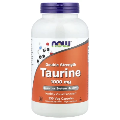 NOW Foods Double Strength Taurine 1000mg Nervous System Health 250 Veg Capsules