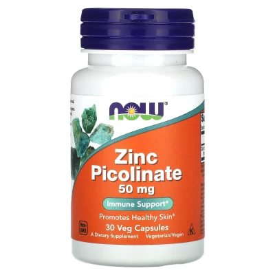 NOW Foods Zinc Picolinate 50mg Immune Support 30 Veg Capsules