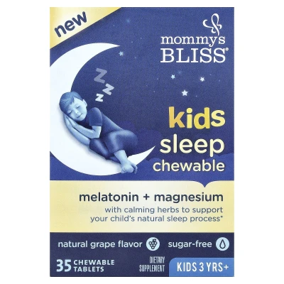 Mommy's Bliss Kids Sleep Chewable Melatonin + Magnesium Natural Grape 35 Chewable Tablets