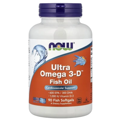 NOW Foods Ultra Omega 3-D Fish Oil Cardiovascular Support 90 Fish Capsules