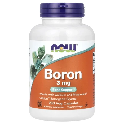 NOW Foods Boron 3mg Bone Support 250 Veg Capsules