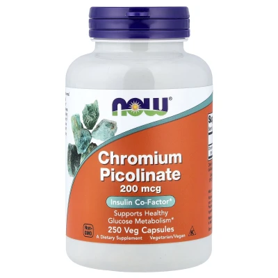 NOW Foods Chromium Picolinate 200mcg Insulin Co-Factor 250 Veg Capsules