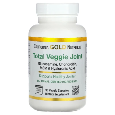 California Gold Nutrition Total Veggie Joint Support Glucosamine Chondroitin MSM & Hyaluronic Acid 90 Veggie Capsules