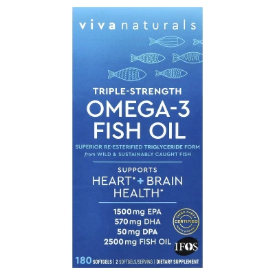 Viva Naturals Omega-3 Fish Oil Triple Strength 180 Softgels