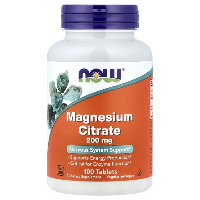 NOW Foods Magnesium Citrate 200mg Nervous System Support 100 Tablets