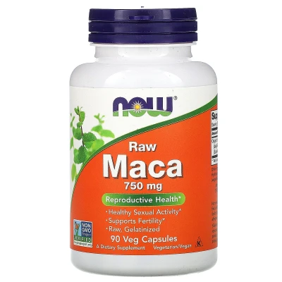 NOW Foods Raw Maca 750mg Reproductive Health 90 Veg Capsules